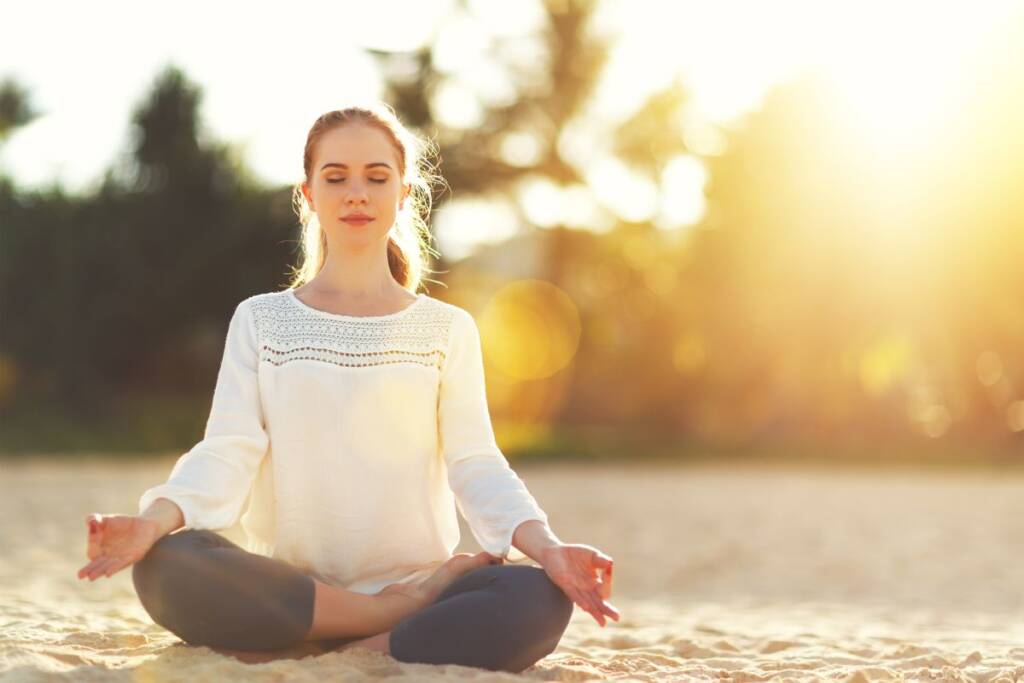 girl does yoga