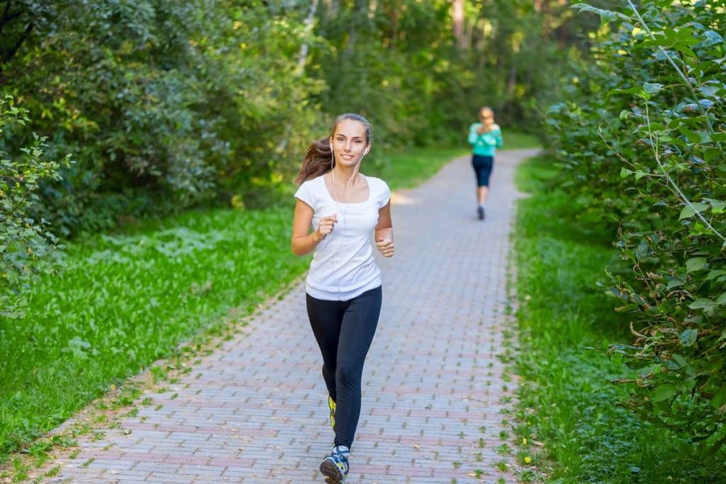 Woman walking fast