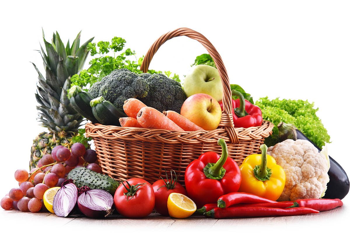 basket of fruit and vegetables