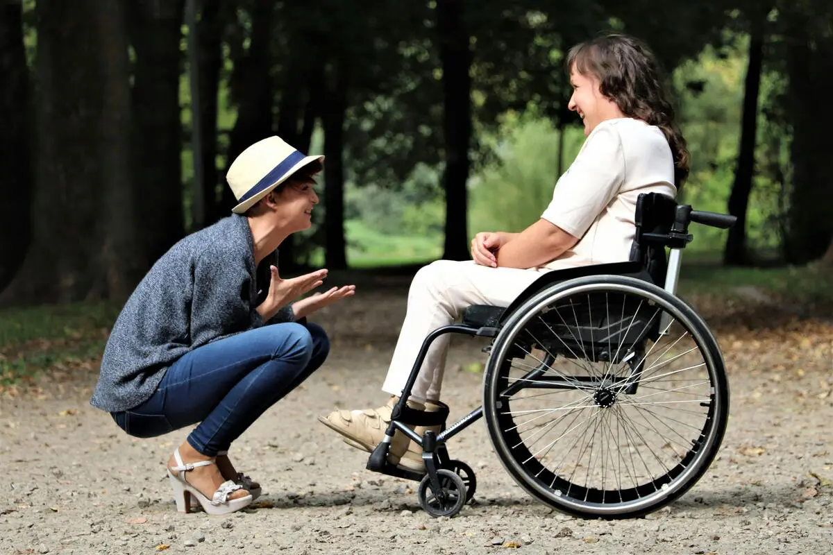 Disabled woman in wheelchair