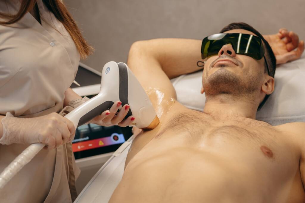 Laser hair removal for men at the beautician